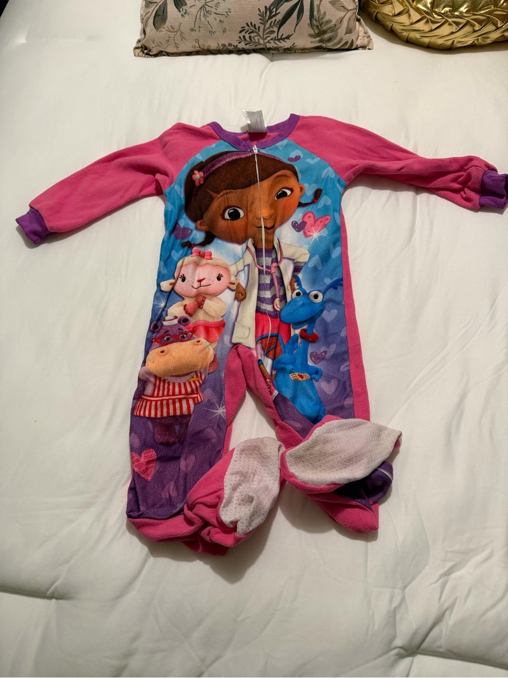Disney Doc McStuffins Pink & Purple Character Footed One-Piece